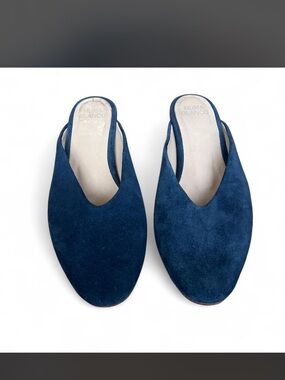 Huma Blanco Navy Blue Suede Mules